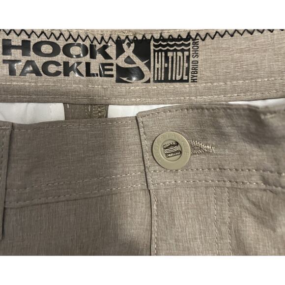 Hook & Tackle Hi Tide Hybrid Performance Stretch Mens Shorts Khaki Sz 32 - Picture 7 of 7